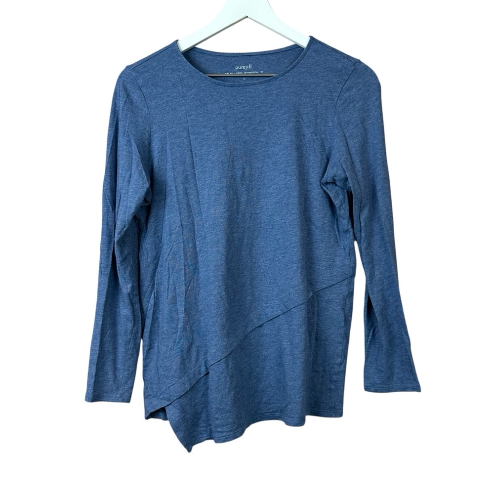Pure Jill Layered Assymetrical Blue Tee Women Sz S